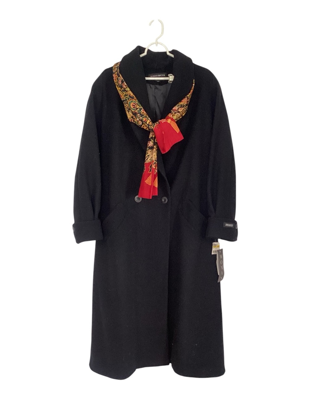 NWT Donny Brook Black Wool Blend Long Trench Coat Oversized Jacket Womens 16W
